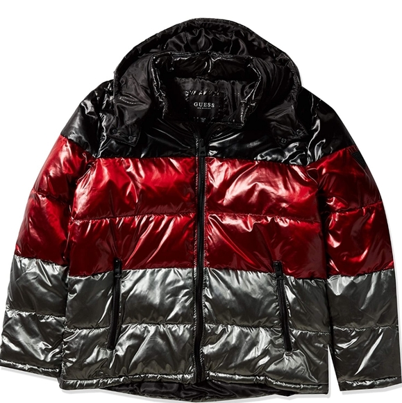guess shiny puffer jacket